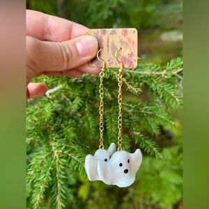 Polymer clay Ghost Earrings with Chain